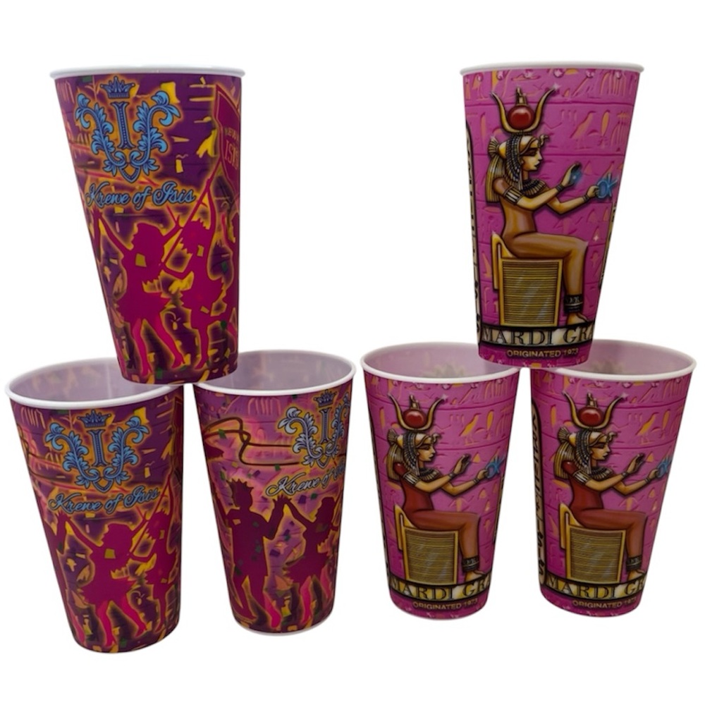 Mardi Gras Set of 6 Colorful NWOT Nola Plastic Themed Cups Souvenir Gifts